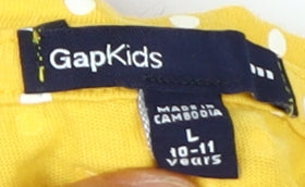 Gap Girls Yellow Polka Dot T-Shirt, Size 10-11, Cotton, Spring