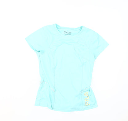 Fila Women's Blue Gym T-Shirt, Size S, Breathable, Short Sleeve