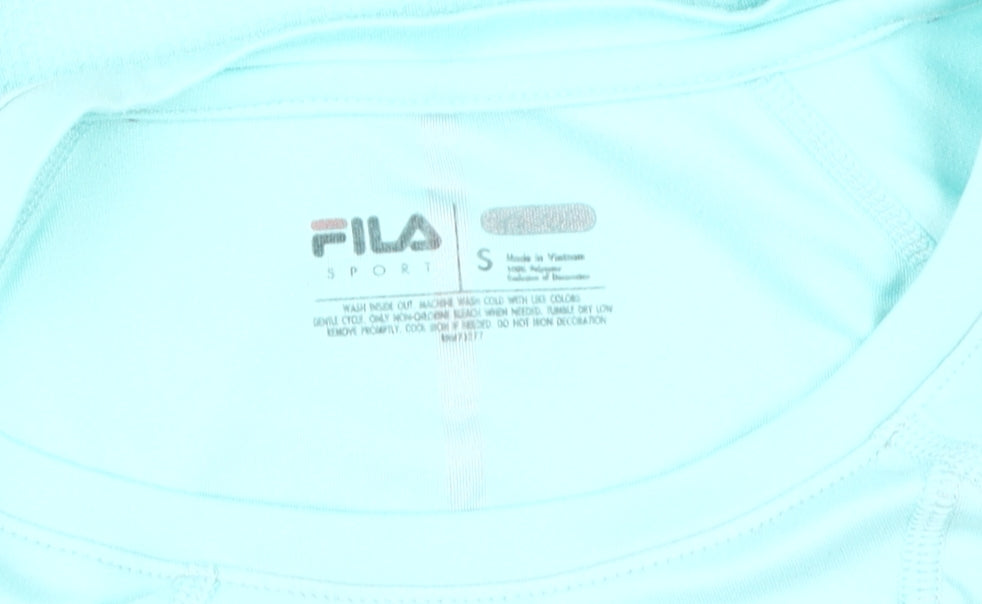 Fila Women's Blue Gym T-Shirt, Size S, Breathable, Short Sleeve