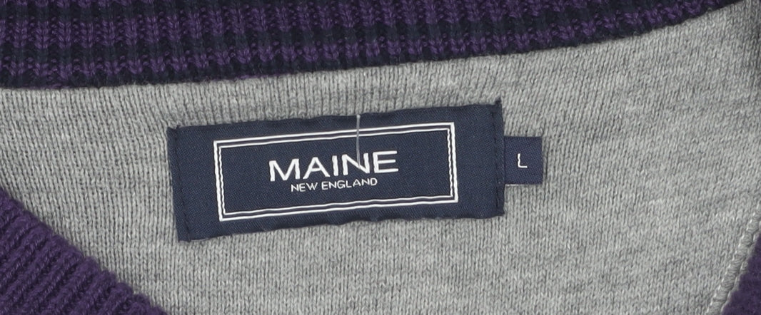 Maine New England Men's Purple Cotton Pullover L