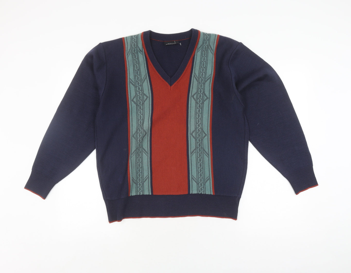 Gabicci Men's Blue Wool Acrylic V-Neck Pullover Jumper S