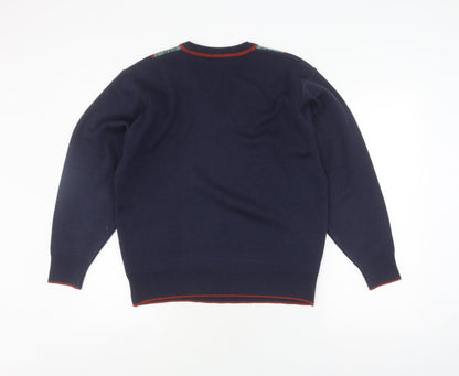 Gabicci Men's Blue Wool Acrylic V-Neck Pullover Jumper S