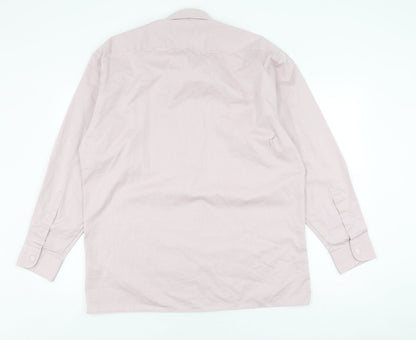 Peter England Mens Beige Long Sleeve Button-Up Shirt