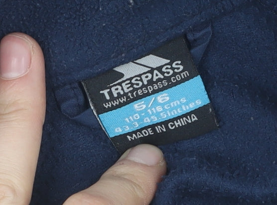 Trespass Boys Blue Fleece Jacket, Full Zip, 5-6 Years