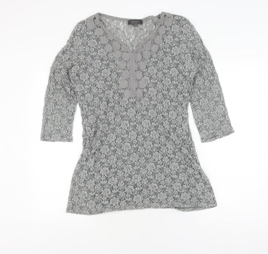 Womens UK Size 10 Marks and Spencer Grey Tunic Blouse