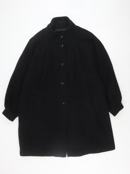C&A Women's Black Wool Coat, Size 12, Classic Autumn Winter