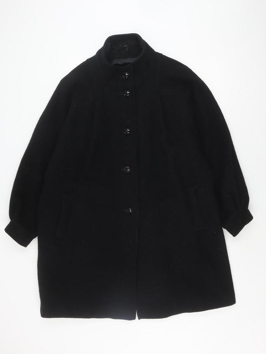 C&A Women's Black Wool Coat, Size 12, Classic Autumn Winter