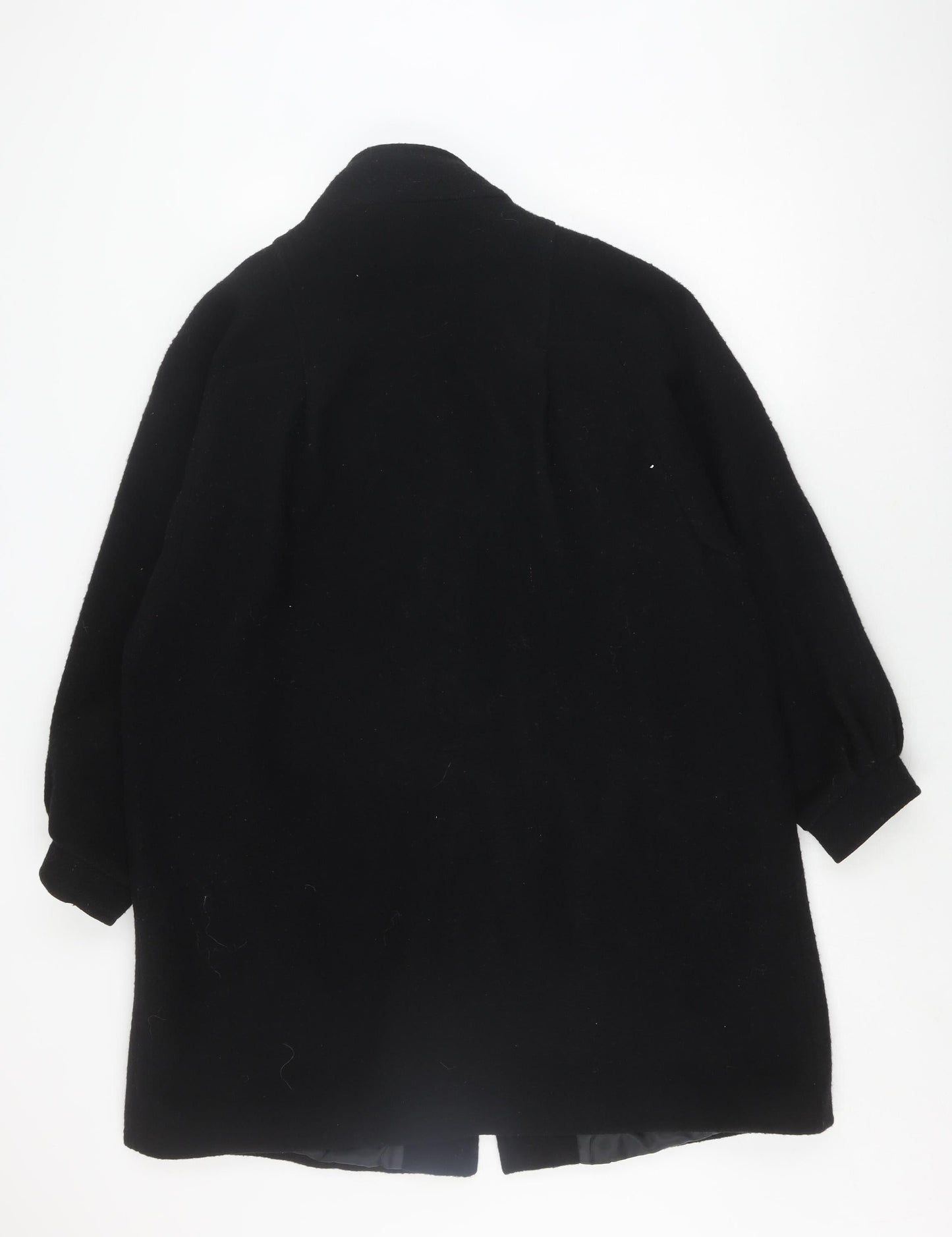 C&A Women's Black Wool Coat, Size 12, Classic Autumn Winter