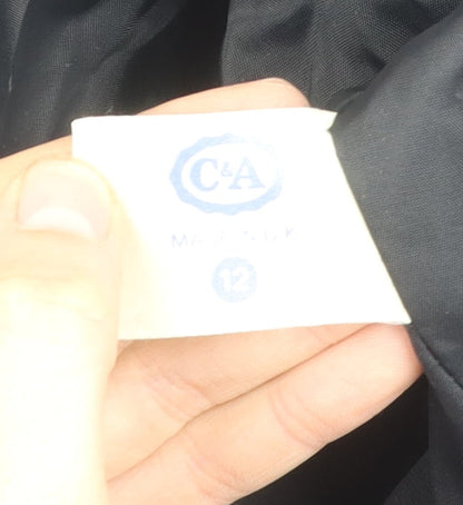 C&A Women's Black Wool Coat, Size 12, Classic Autumn Winter