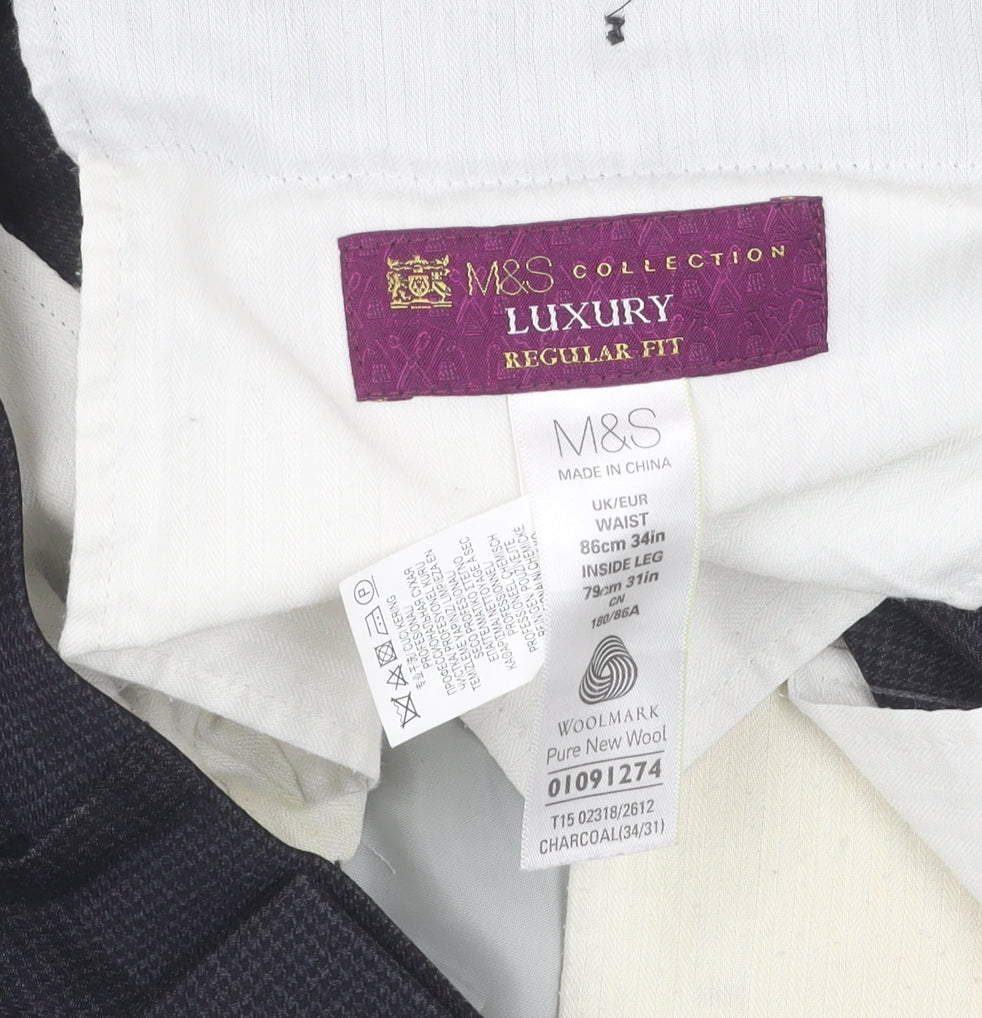 Luxury Marks and Spencer Grey Men's Dress Pants 34