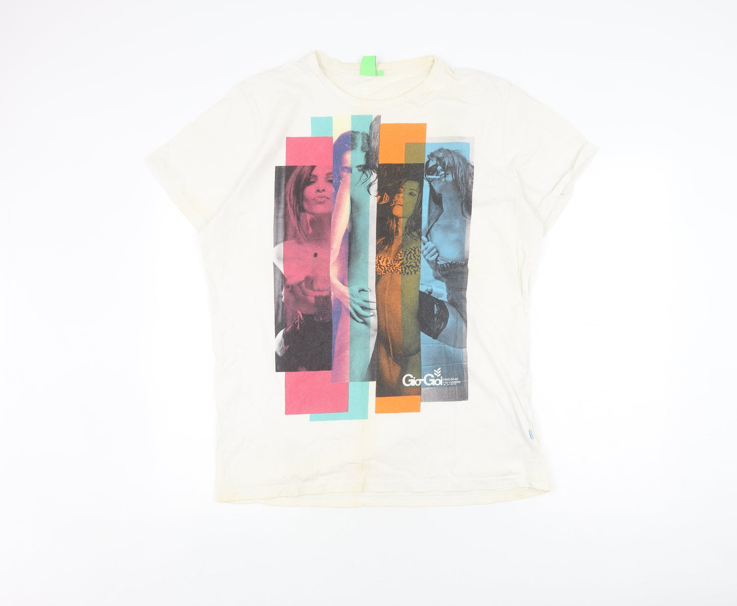 Go Go Men's XL White Graphic Print T-Shirt