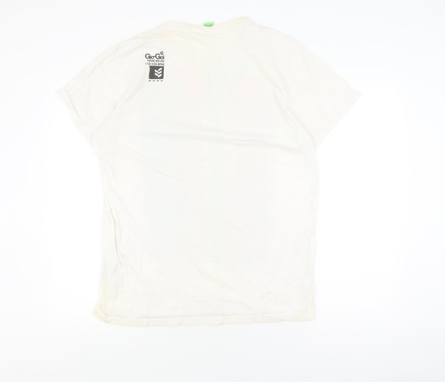 Go Go Men's XL White Graphic Print T-Shirt