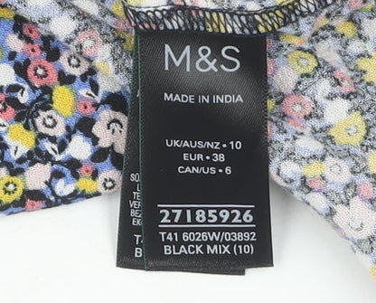 Womens UK Size 10 Marks and Spencer Multicoloured Basic Blouse
