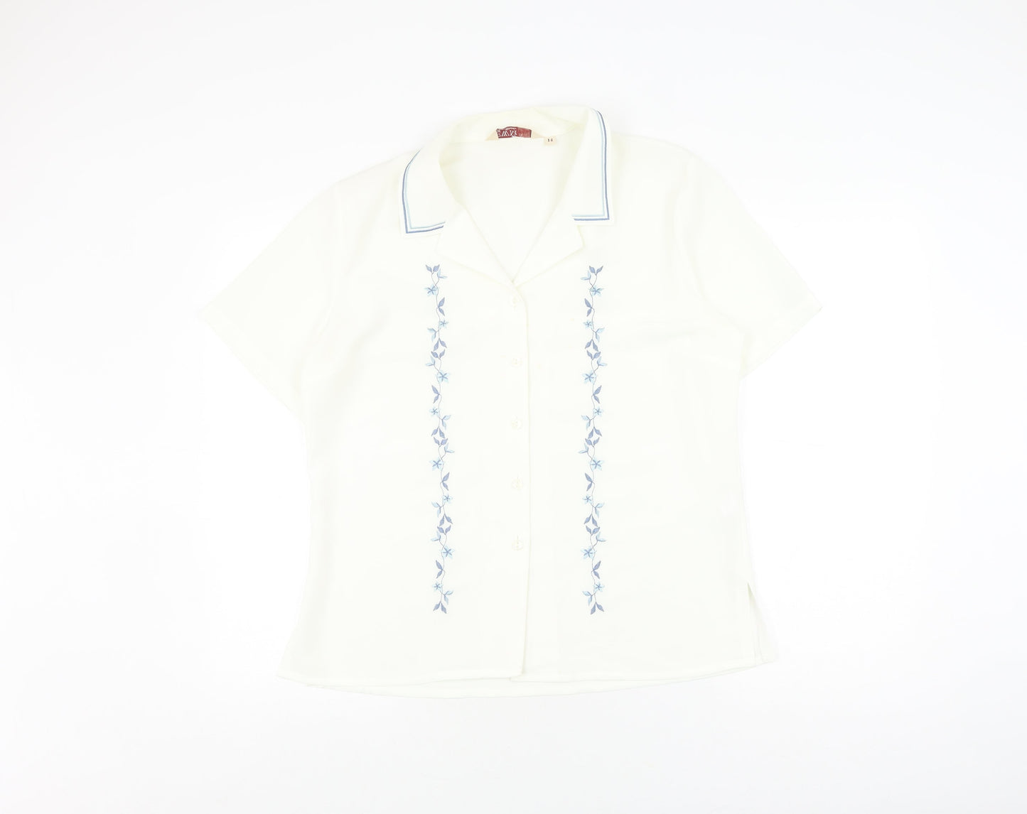 EWM Women’s Ivory Embroidered Button-Up Shirt