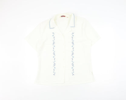 EWM Women’s Ivory Embroidered Button-Up Shirt