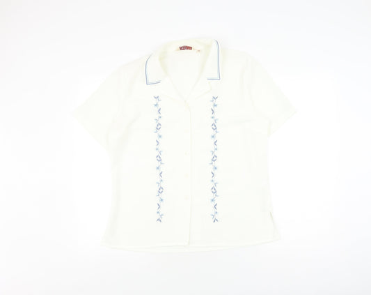 EWM Women’s Ivory Embroidered Button-Up Shirt