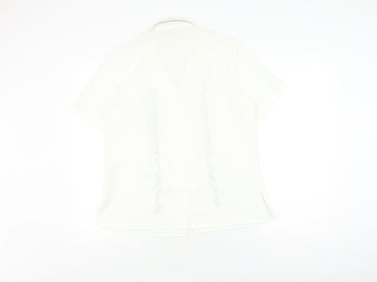 EWM Women’s Ivory Embroidered Button-Up Shirt