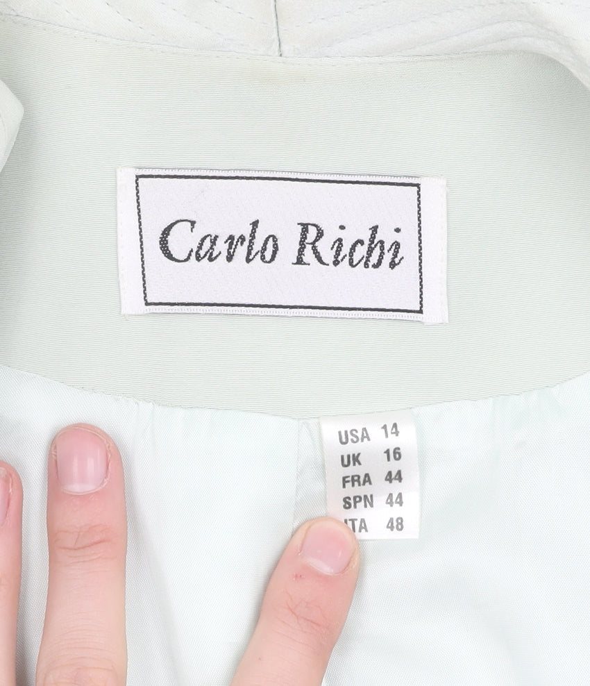 Carlo Richi Women's Green Mid-Length Blazer, Size 16
