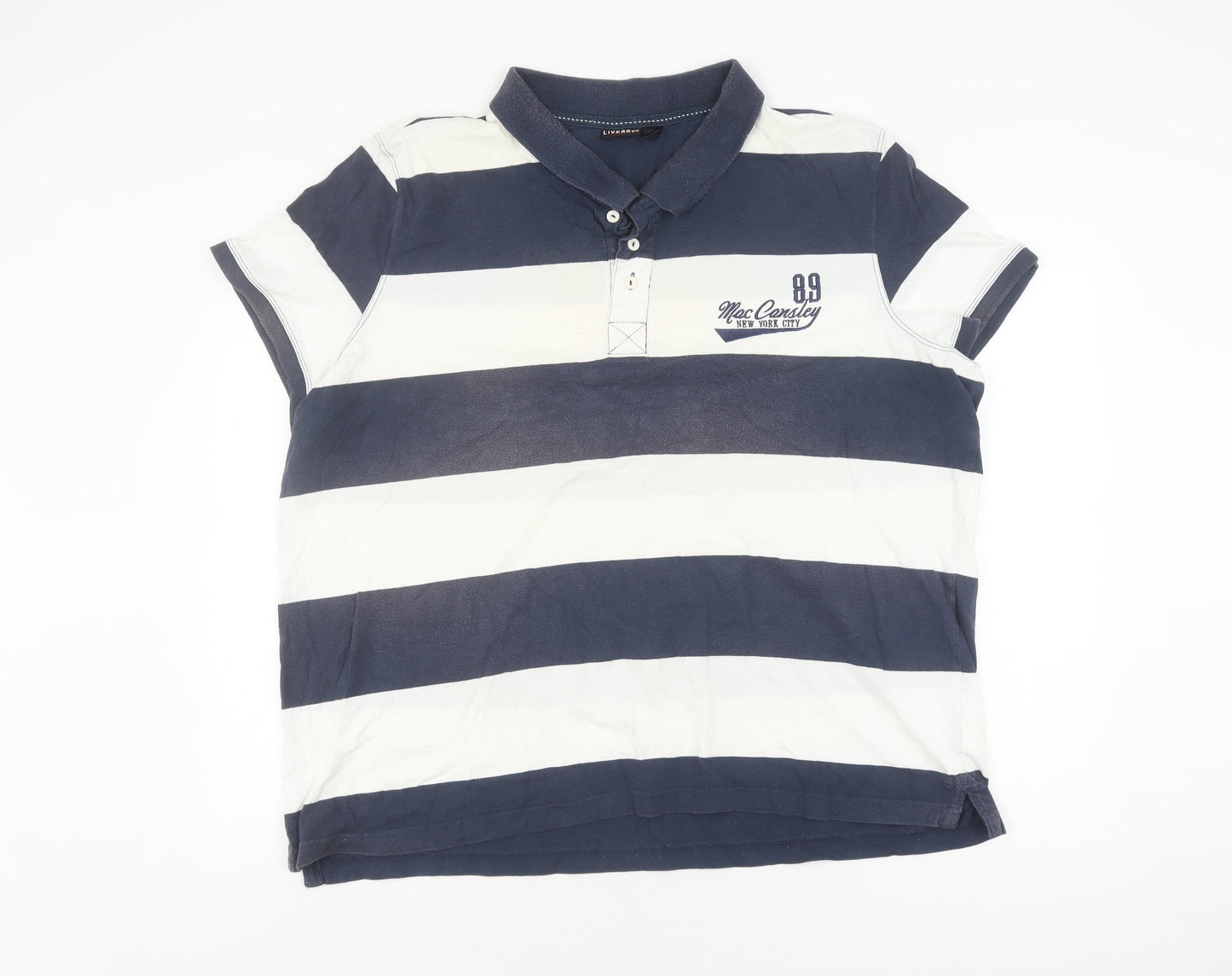 Livergy Men's Blue Striped Polo Shirt XL