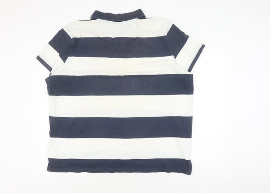 Livergy Men's Blue Striped Polo Shirt XL