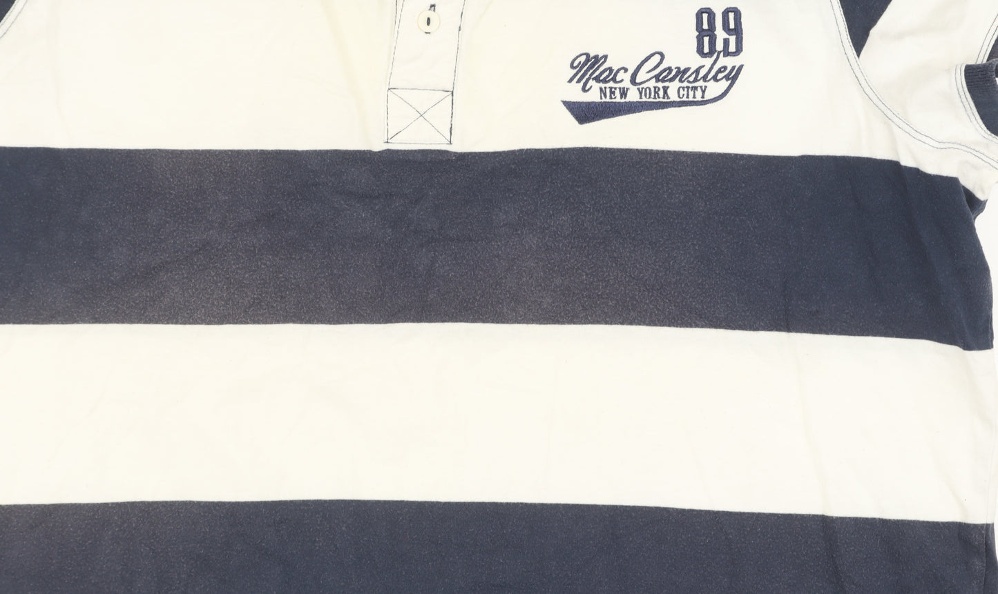 Livergy Men's Blue Striped Polo Shirt XL