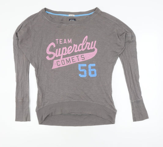 Womens UK Size S Japan Small Superdry Grey Pullover Sweatshirt