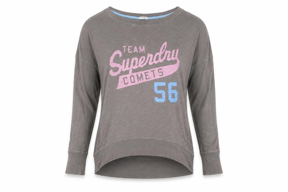 Womens UK Size S Japan Small Superdry Grey Pullover Sweatshirt