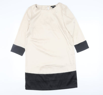 H&M Women's Beige Shift Dress, Knee-Length, Size 8