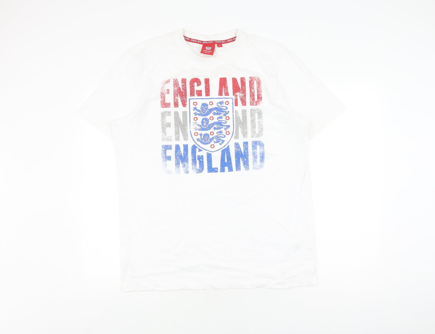 Mens UK Size L England White  T-Shirt