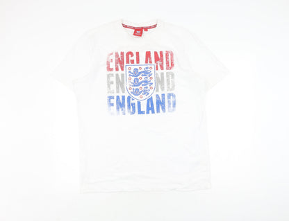 Mens UK Size L England White  T-Shirt