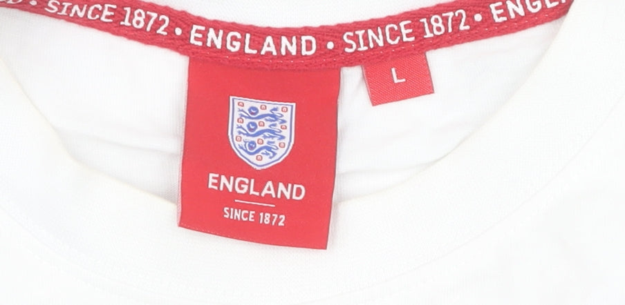 Mens UK Size L England White  T-Shirt