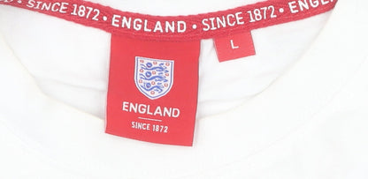 Mens UK Size L England White  T-Shirt