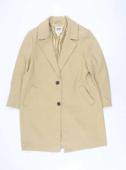 Womens UK Size 14 River Island Beige Overcoat