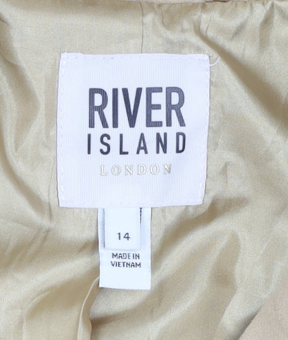 Womens UK Size 14 River Island Beige Overcoat