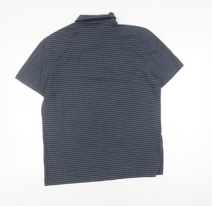 Original Penguin Men's Grey Striped Polo Shirt L