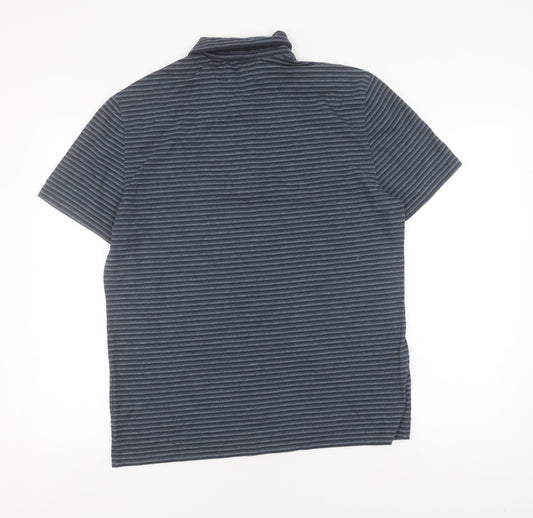 Original Penguin Men's Grey Striped Polo Shirt L