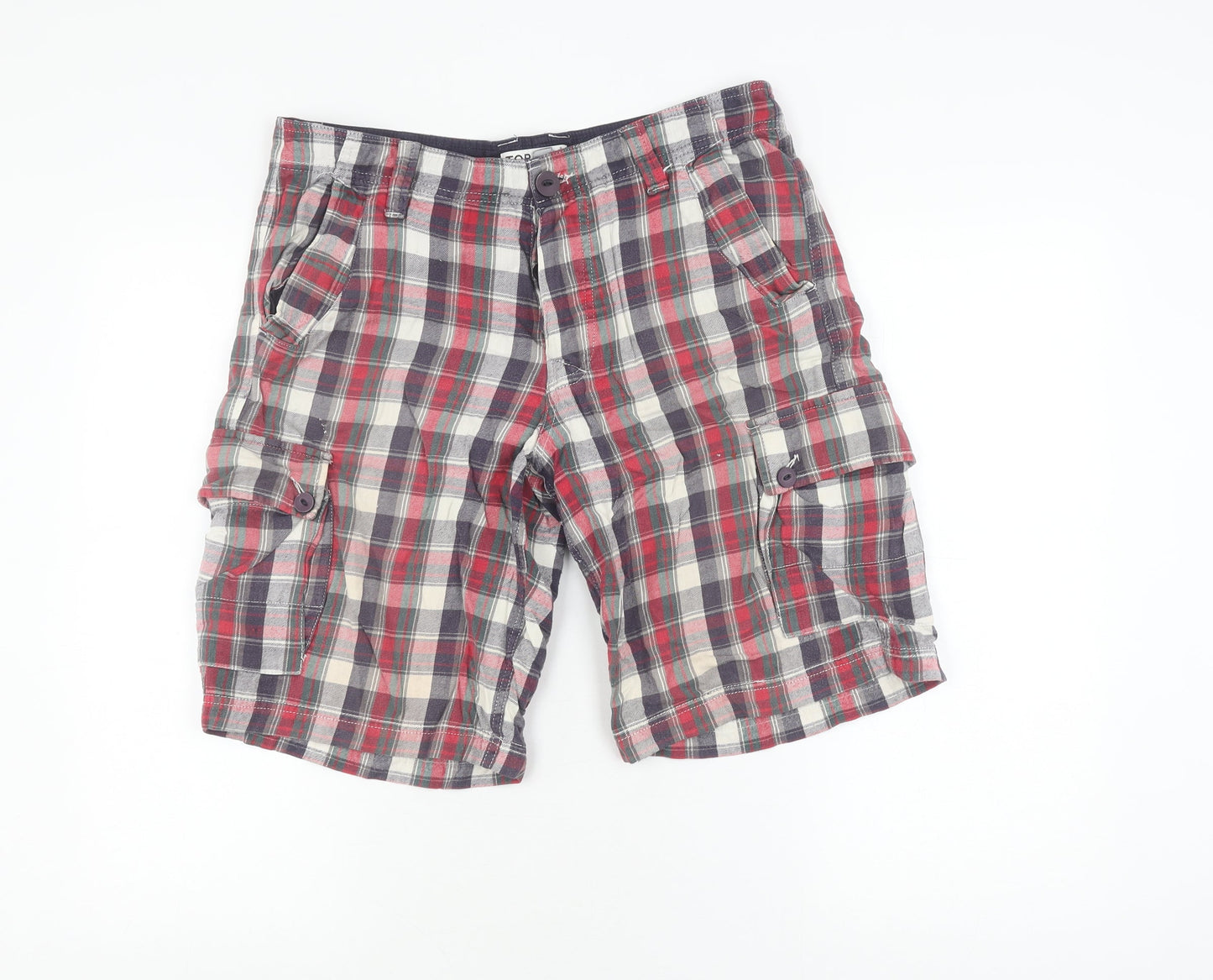 Topman Men's Cargo Shorts Multicoloured Plaid 32