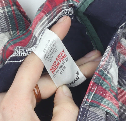 Topman Men's Cargo Shorts Multicoloured Plaid 32