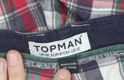 Topman Men's Cargo Shorts Multicoloured Plaid 32