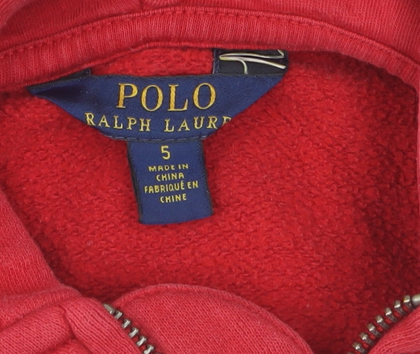 Polo Ralph Lauren Boys Red Full Zip Hoodie 5-6 Years
