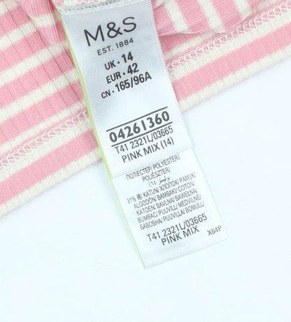 Womens UK Size 14 Marks and Spencer Pink Basic T-Shirt