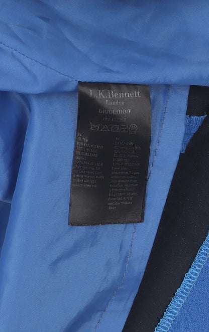 L.K. Bennett Blue Sheath Dress, UK 8, V-Neck, Womens