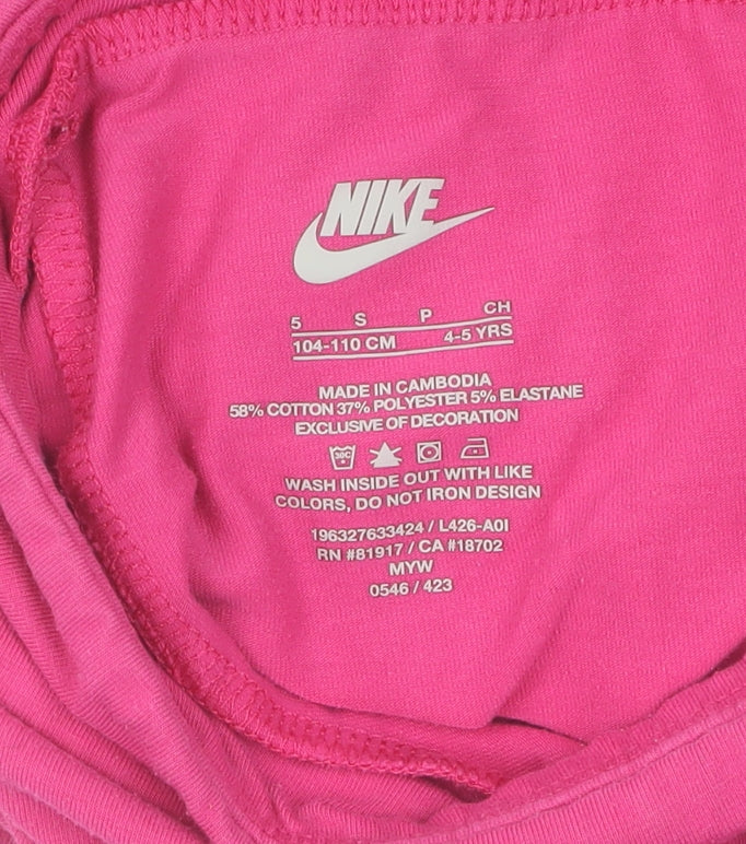 Nike Girls Pink Leggings 5 Years Activewear Elastic Waist