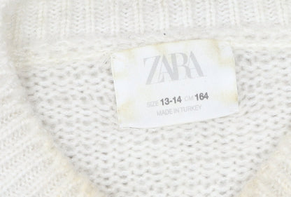 Zara Girls Multicoloured Patchwork Knit Jumper 13-14 Years
