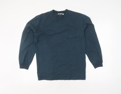 Uniqlo Men's Blue Long Sleeve T-Shirt Medium