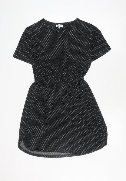 Warehouse Women's Black Polka Dot Dress - Size 10