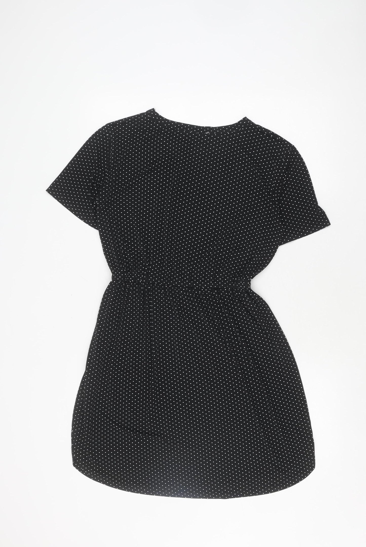Warehouse Women's Black Polka Dot Dress - Size 10
