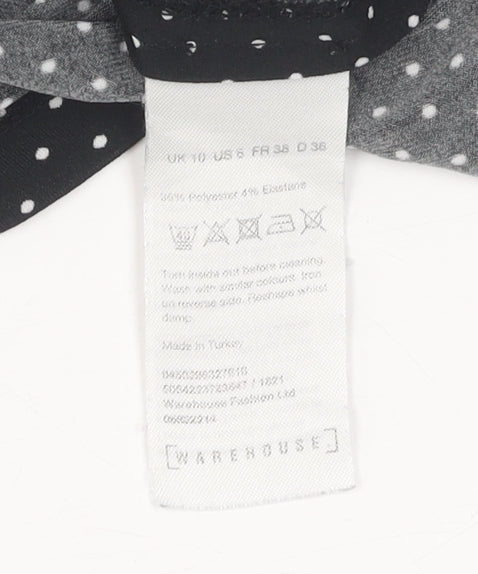 Warehouse Women's Black Polka Dot Dress - Size 10