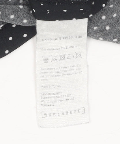 Warehouse Women's Black Polka Dot Dress - Size 10