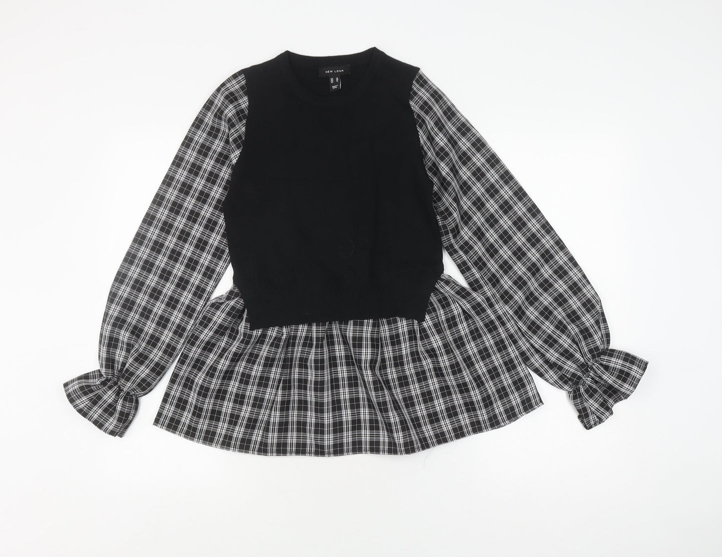 Womens UK Size 10 New Look Black Basic Blouse